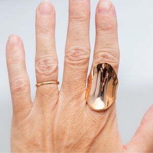 Shield ring rose gold over bronze statement ring Bronzo Italia 9
